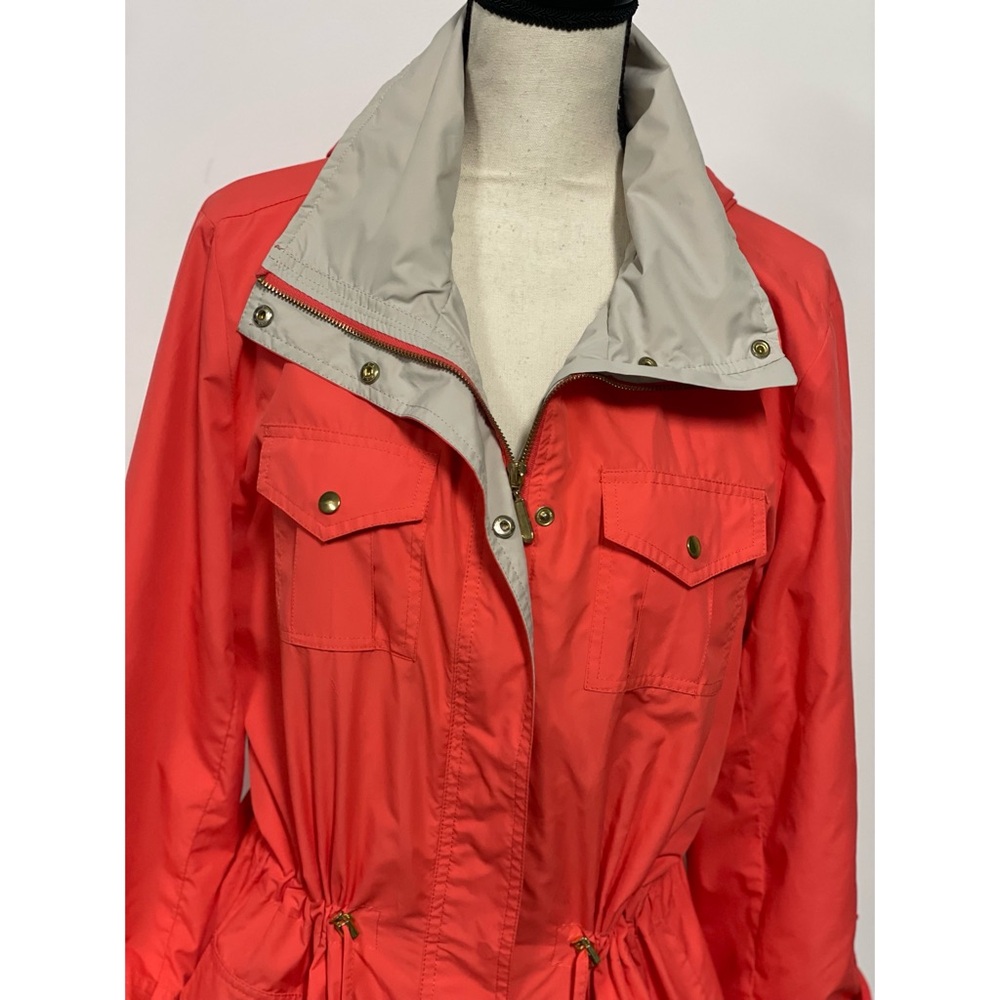 JM Collection Lightweight Raincoat Jacket Coral Size L - Picture 6 of 16